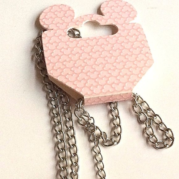 Silver Disney Mickey Mouse Ears Necklace 20" Walt Disneyana World Red Plated - Picture 4 of 9